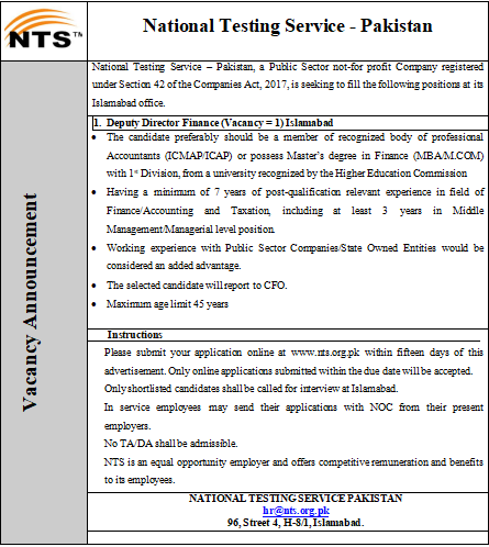 NTS Jobs 2024 Opportunities Advertisement