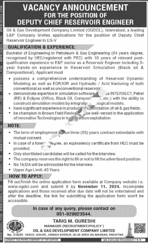 OGDCL Jobs 2024 Advertisement