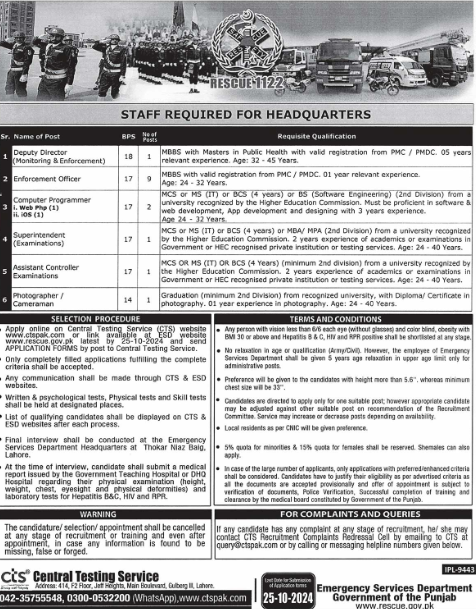 Rescue 1122 Jobs 2024 Latest Advertisement